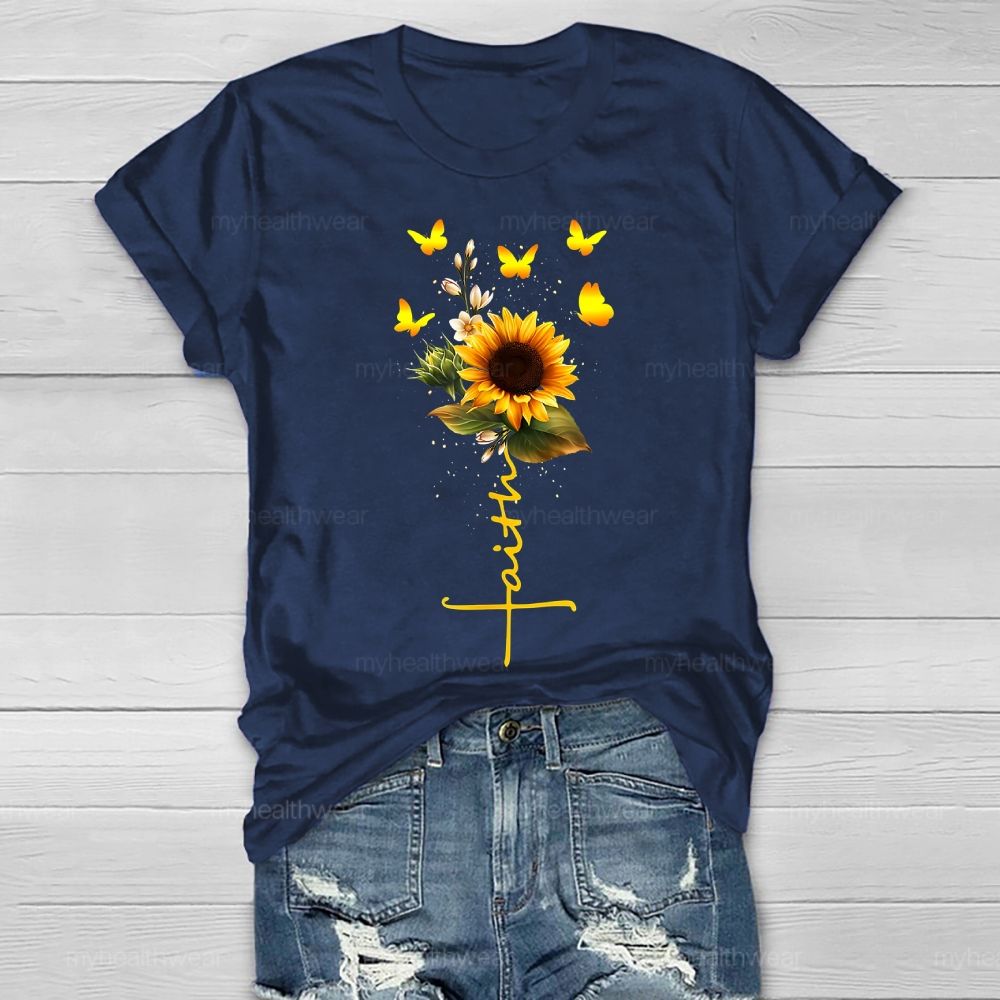 Faith Sunflower Butterfly Healthwear T-shirt