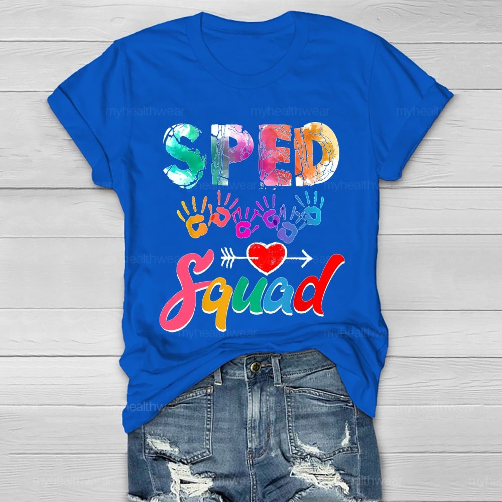 SPED Squad Colorful Handprints Heart Healthwear T-shirt