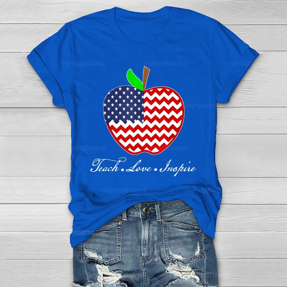Teach Love Inspire Flag Apple Healthwear T-shirt