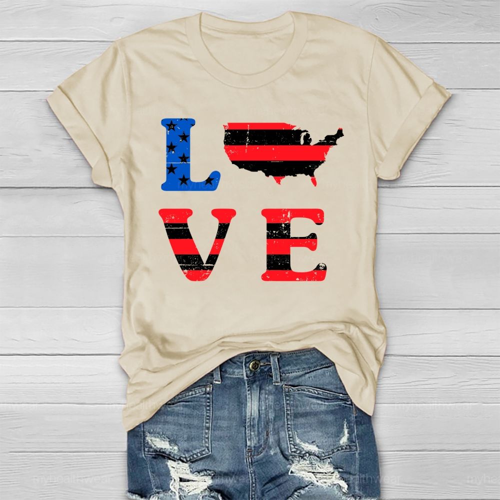 Love Flag Star Healthwear T-shirt