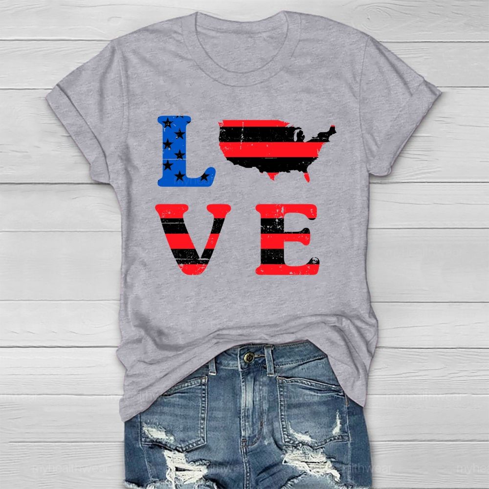 Love Flag Star Healthwear T-shirt