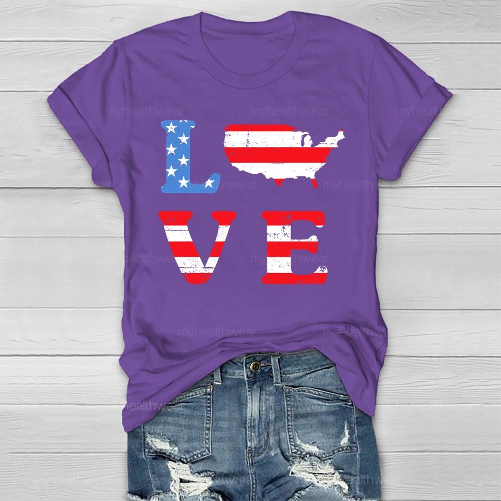 Love Flag Star Healthwear T-shirt