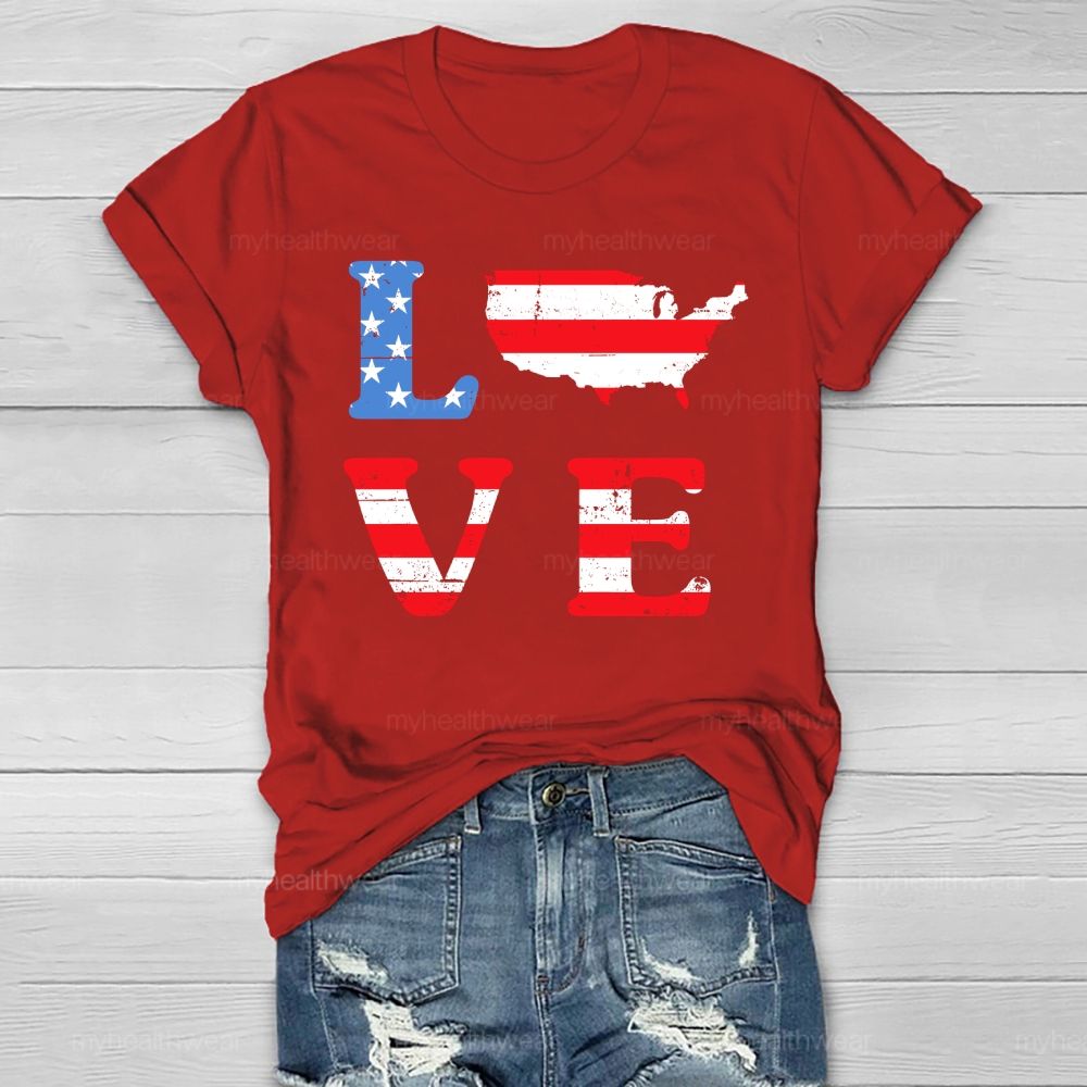 Love Flag Star Healthwear T-shirt