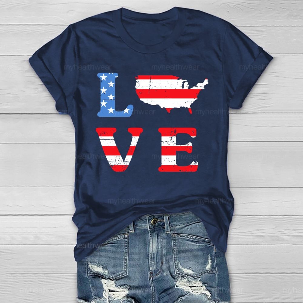 Love Flag Star Healthwear T-shirt