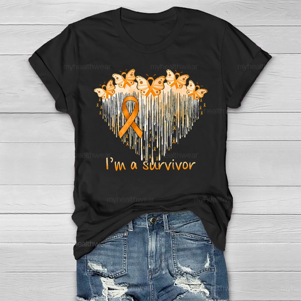 I'm A Survivor Orange Ribbon Butterfly Healthwear T-shirt