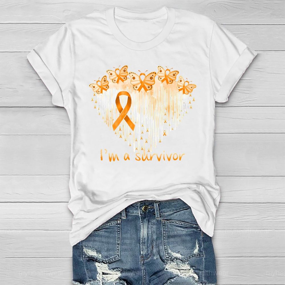 I'm A Survivor Orange Ribbon Butterfly Healthwear T-shirt