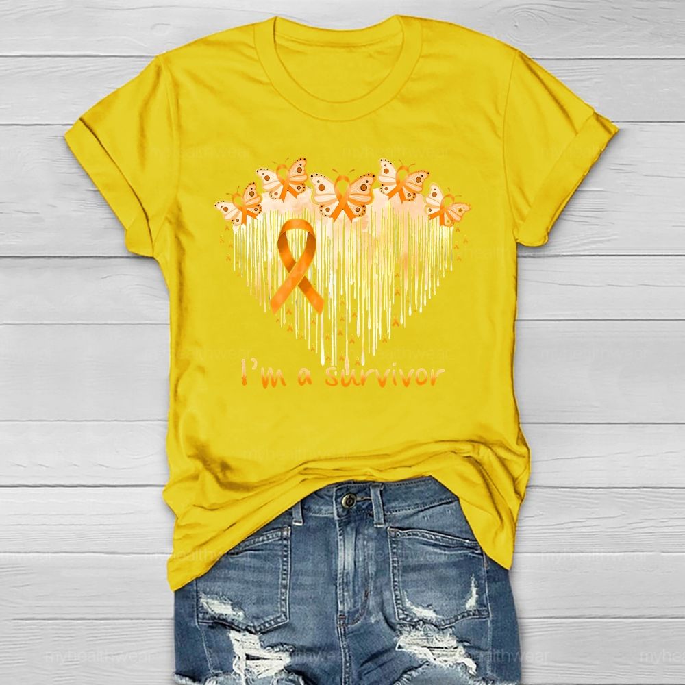 I'm A Survivor Orange Ribbon Butterfly Healthwear T-shirt