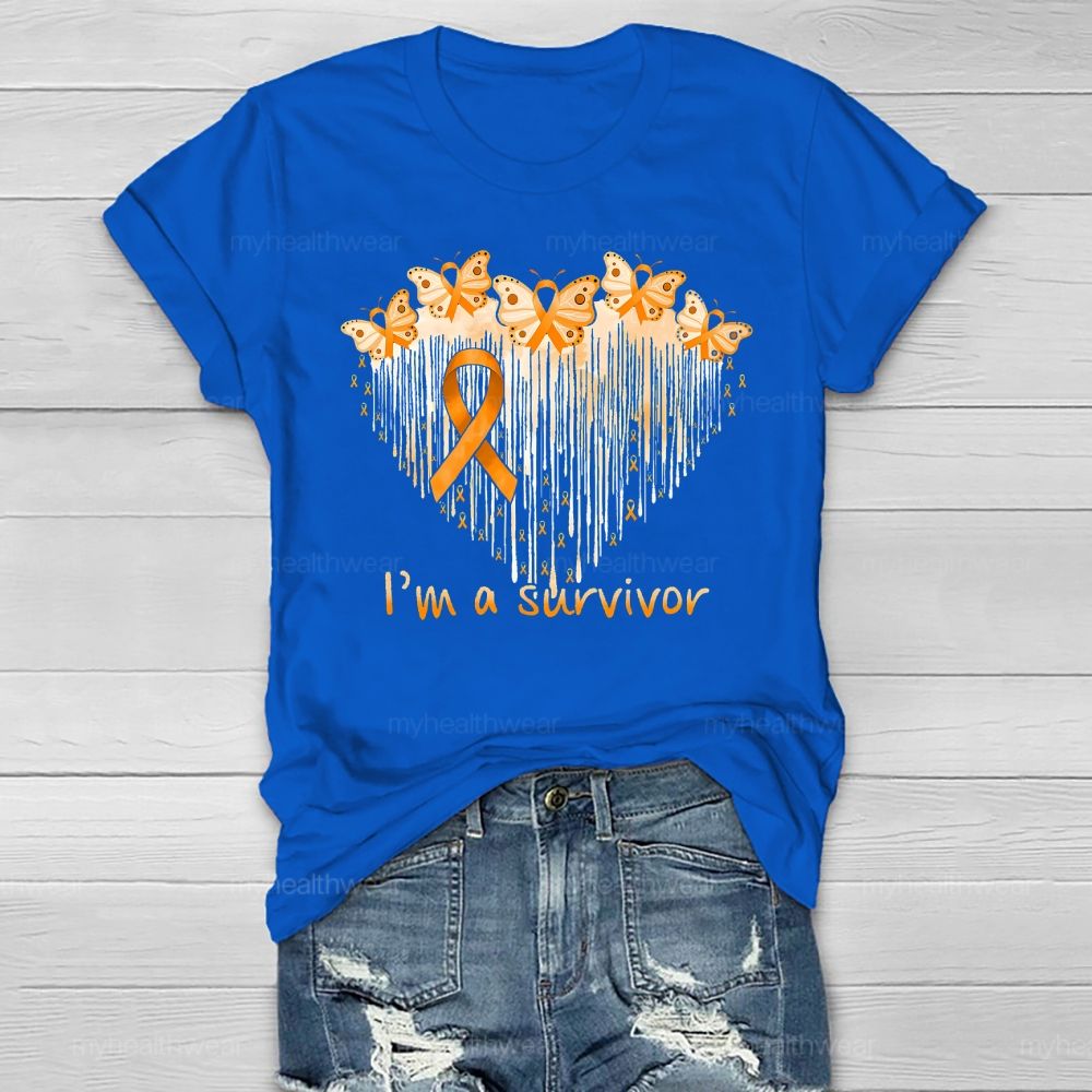 I'm A Survivor Orange Ribbon Butterfly Healthwear T-shirt