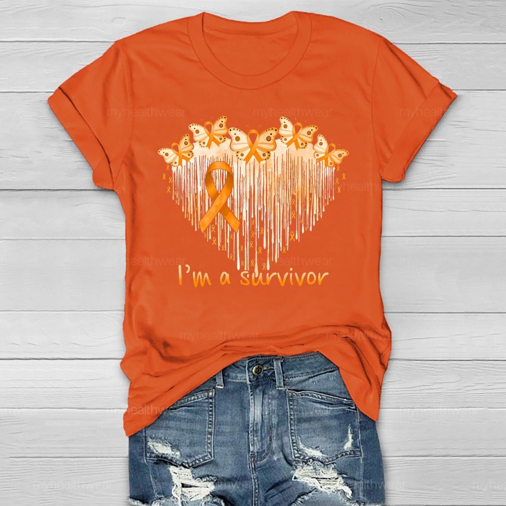 I'm A Survivor Orange Ribbon Butterfly Healthwear T-shirt