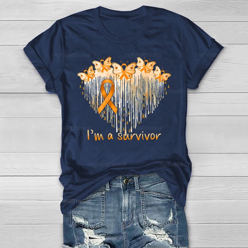 I'm A Survivor Orange Ribbon Butterfly Healthwear T-shirt
