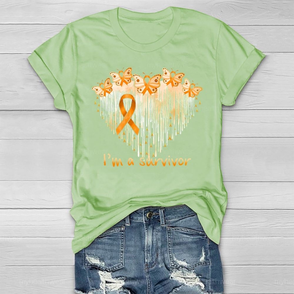 I'm A Survivor Orange Ribbon Butterfly Healthwear T-shirt