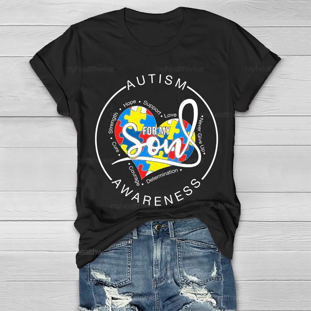 Autism Awareness For My Son Love Puzzle Healthwear T-shirt