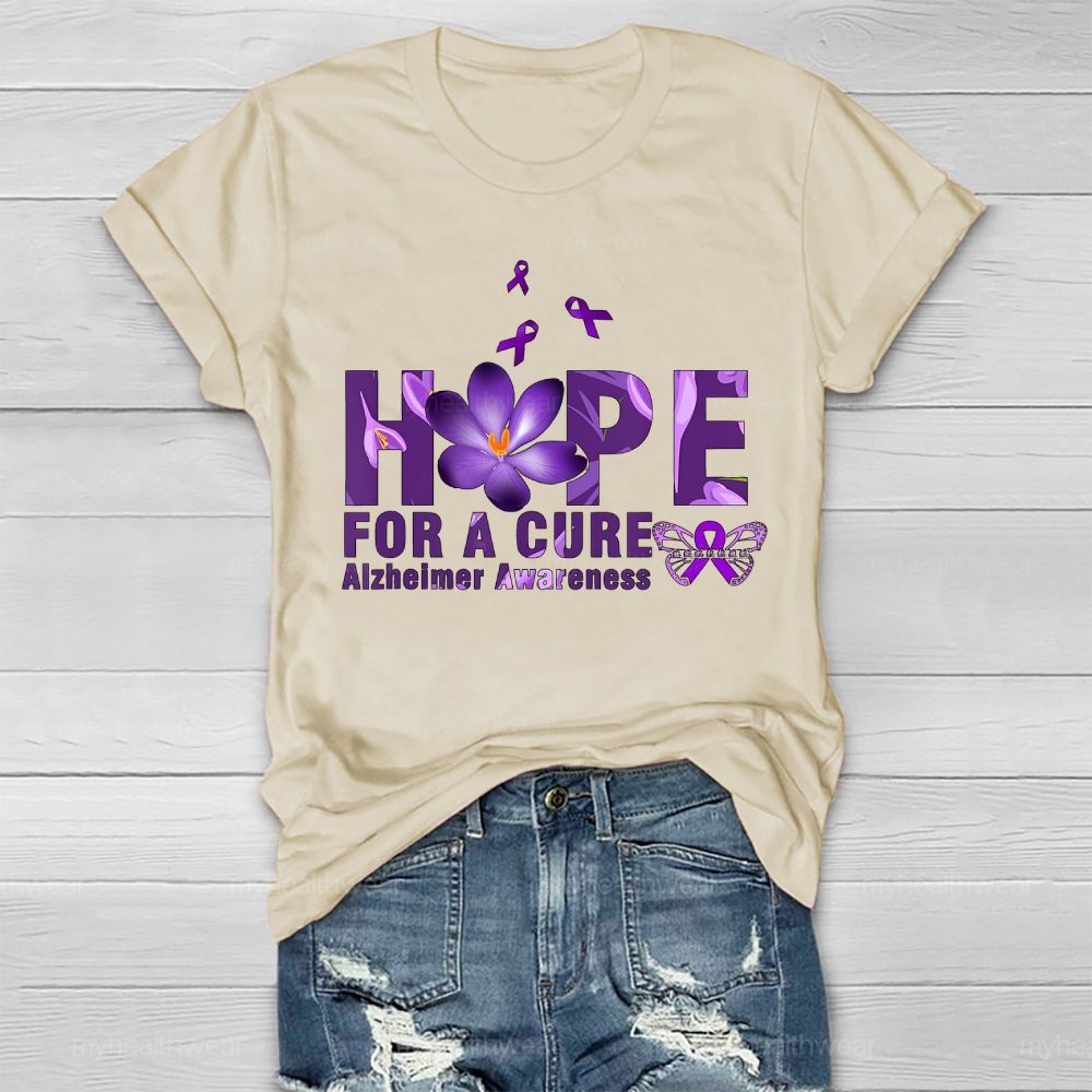 Hope For A Cure Alzheimer Awareness Daisy Butterfly Healthwear T-shirt