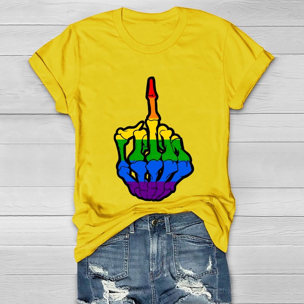 Rainbow Colors Skeleton Hand Healthwear T-shirt