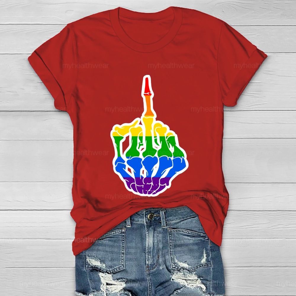 Rainbow Colors Skeleton Hand Healthwear T-shirt