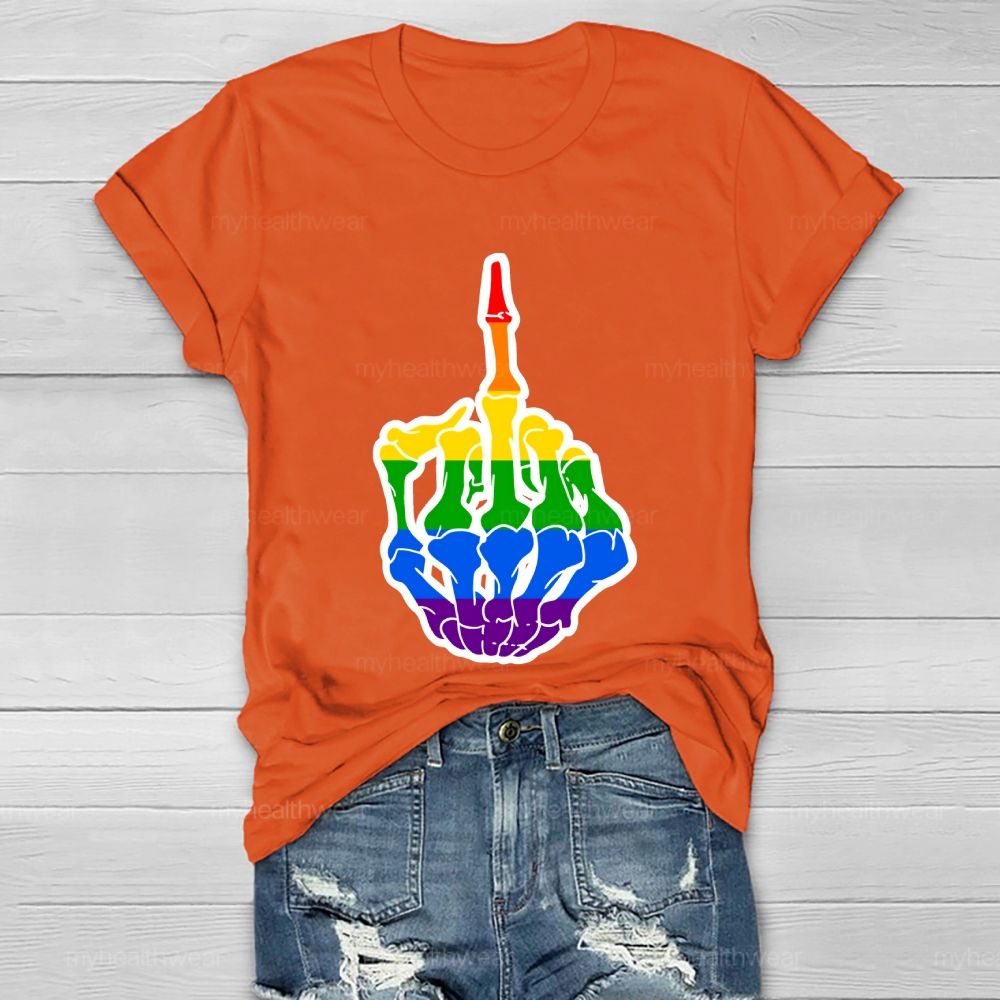 Rainbow Colors Skeleton Hand Healthwear T-shirt
