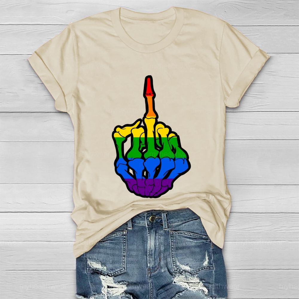 Rainbow Colors Skeleton Hand Healthwear T-shirt