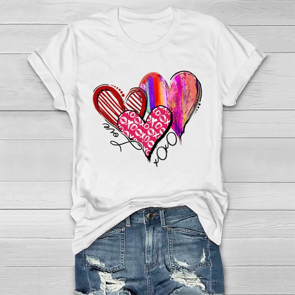 Love XOXO Heart Rainbow Graphic Healthwear T-shirt