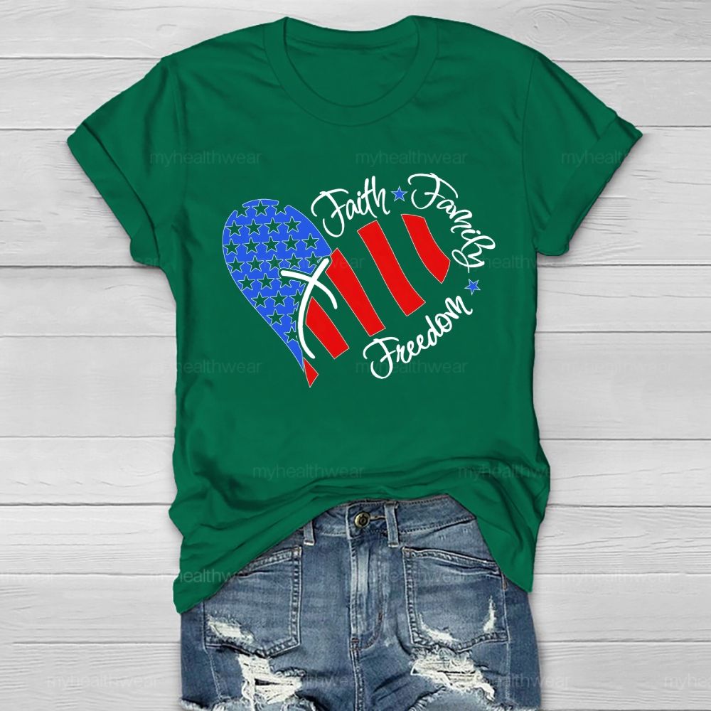 Faith Family Freedom Healthwear T-shirt