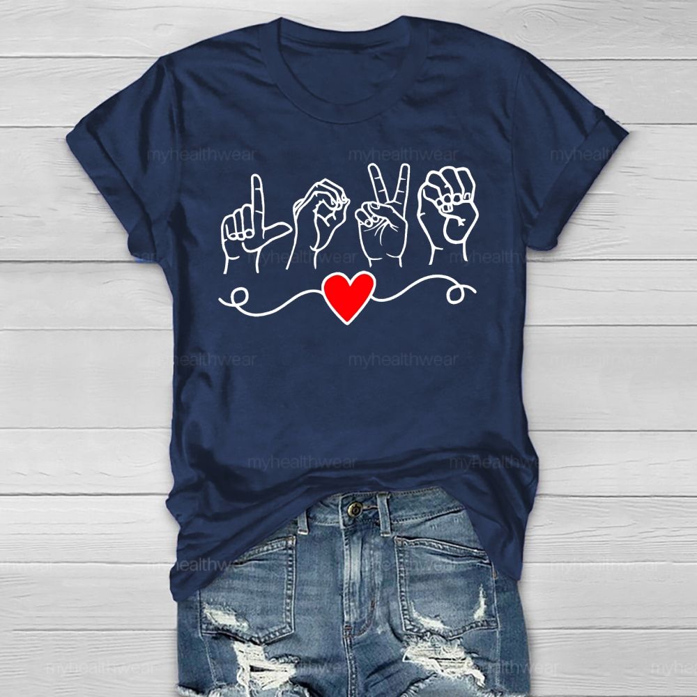 Love Heart Sign Language Healthwear T-shirt