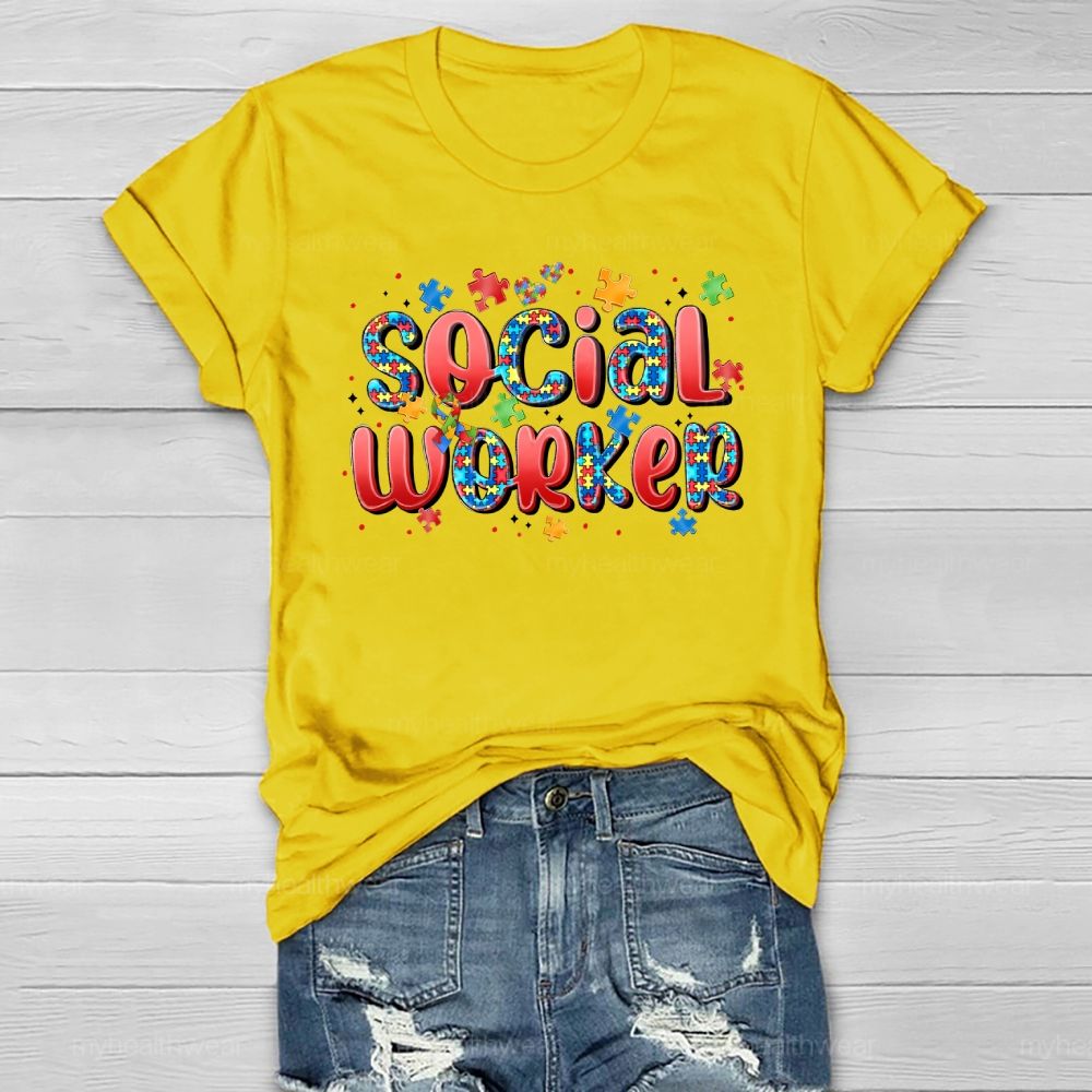 Social Worker Puzzle Letters Healthwear T-shirt
