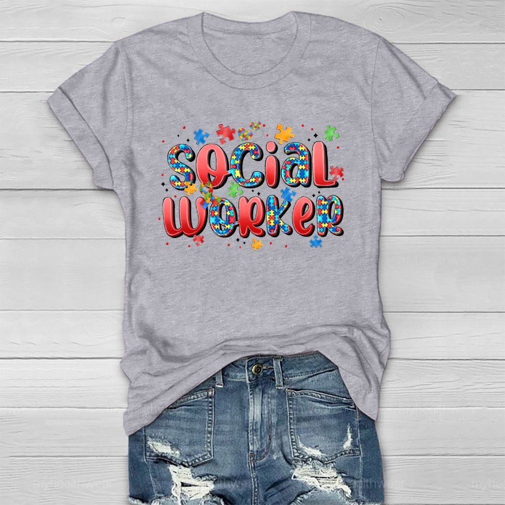 Social Worker Puzzle Letters Healthwear T-shirt