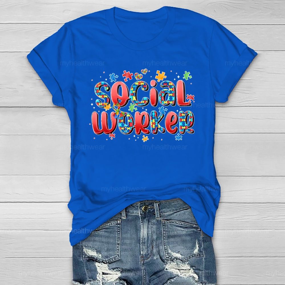 Social Worker Puzzle Letters Healthwear T-shirt