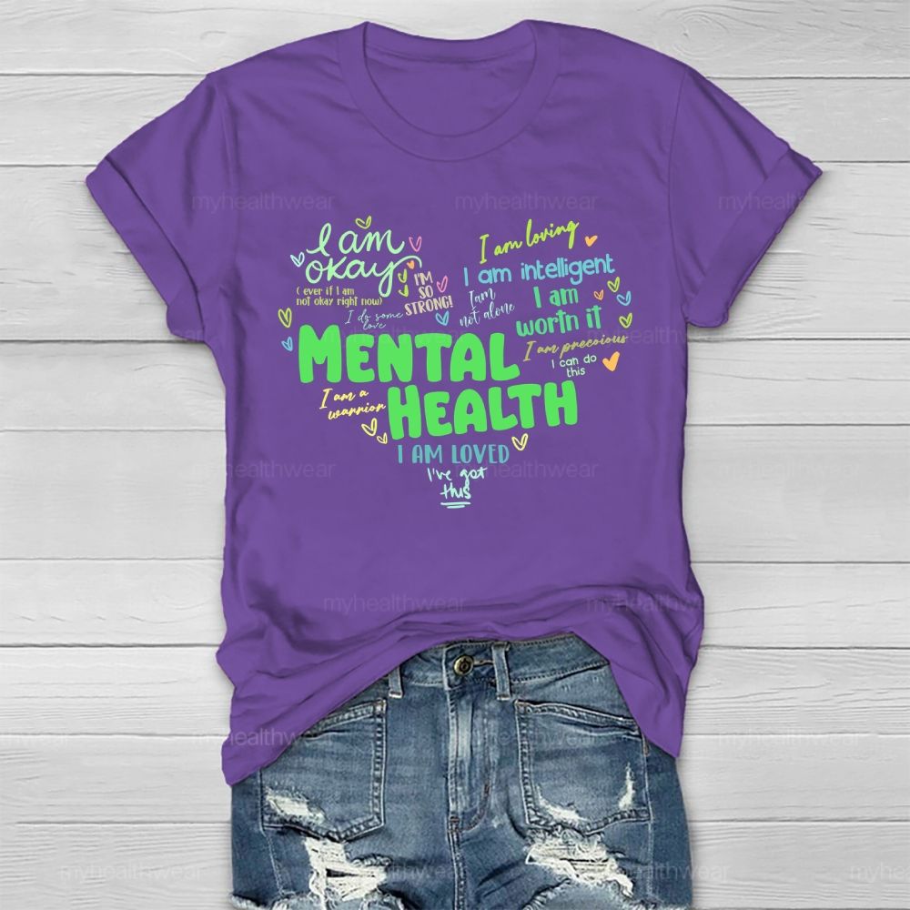 Mental Health I Am OKAY Love Letters Healthwear T-shirt