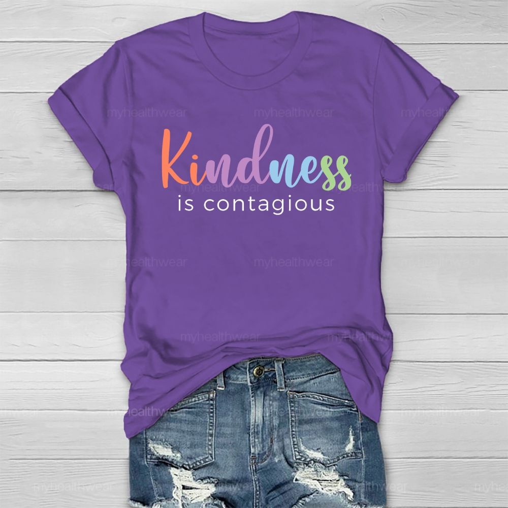 Kindness Is Contagious Colorful Letters Healthwear T-shirt