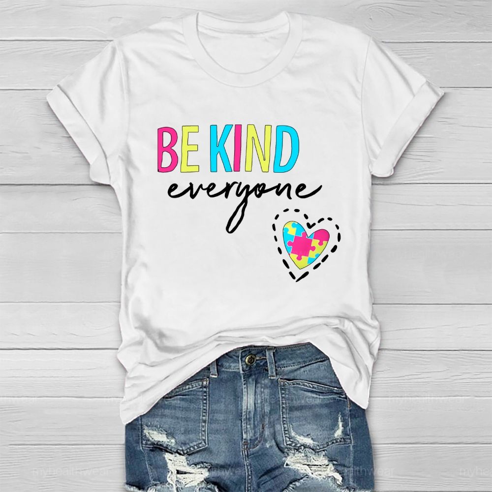 Be Kind Everyone Colorful Letters Heart Puzzle Healthwear T-shirt