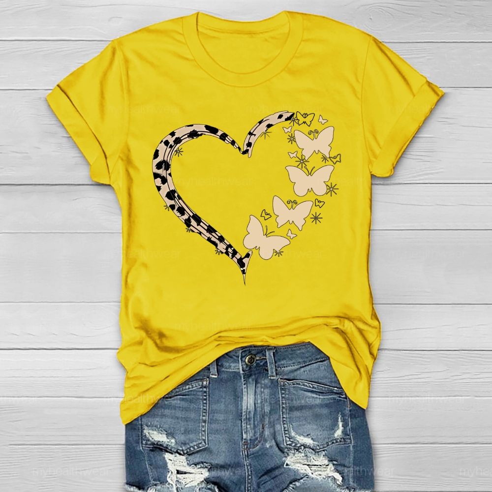 Love Heart Butterfly Pattern Healthwear T-shirt