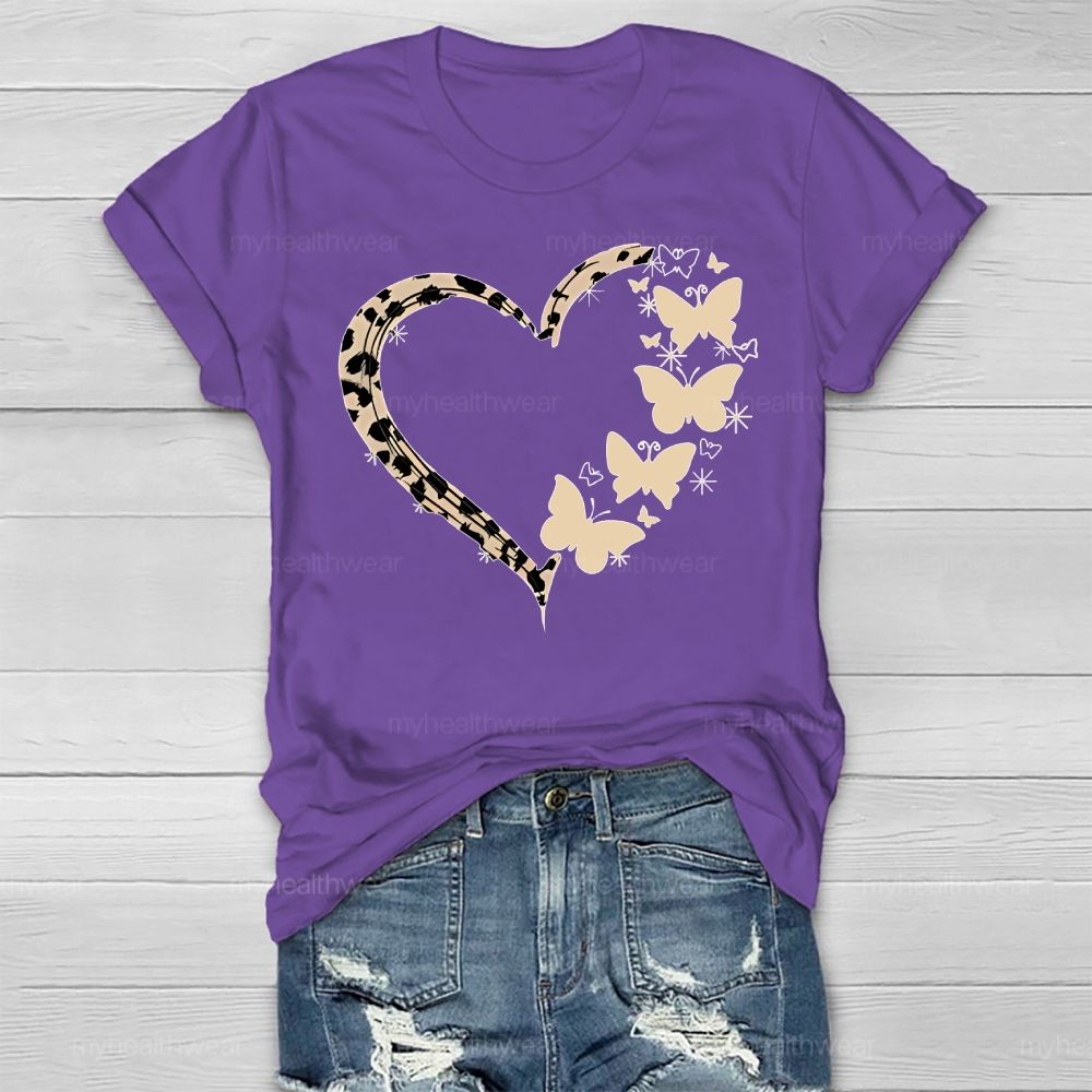Love Heart Butterfly Pattern Healthwear T-shirt