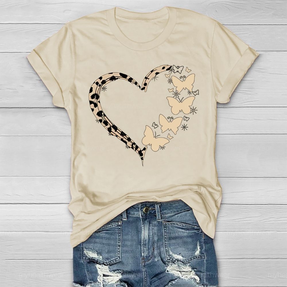 Love Heart Butterfly Pattern Healthwear T-shirt