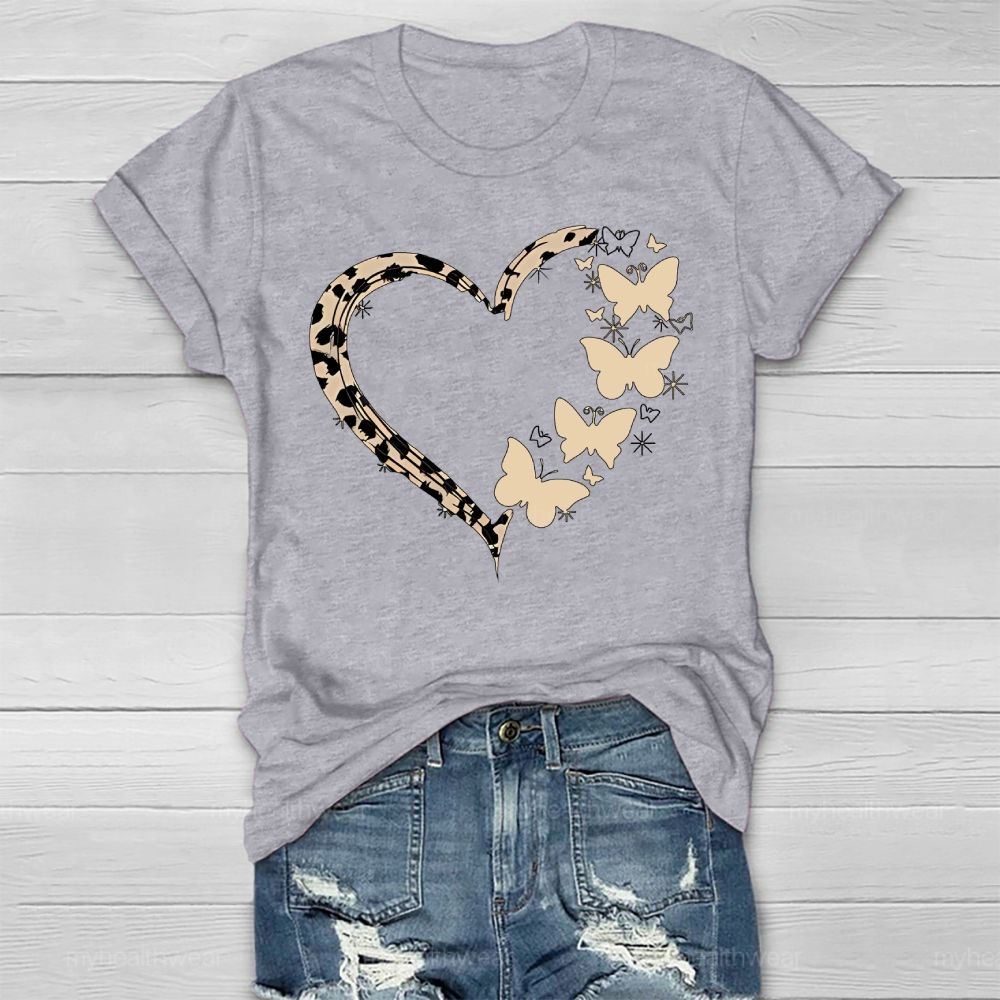 Love Heart Butterfly Pattern Healthwear T-shirt
