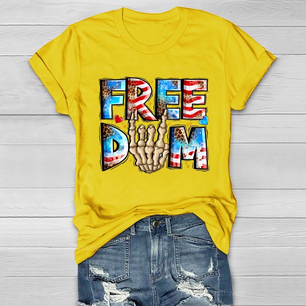 Freedom Independence Day Skull Hand Healthwear T-shirt