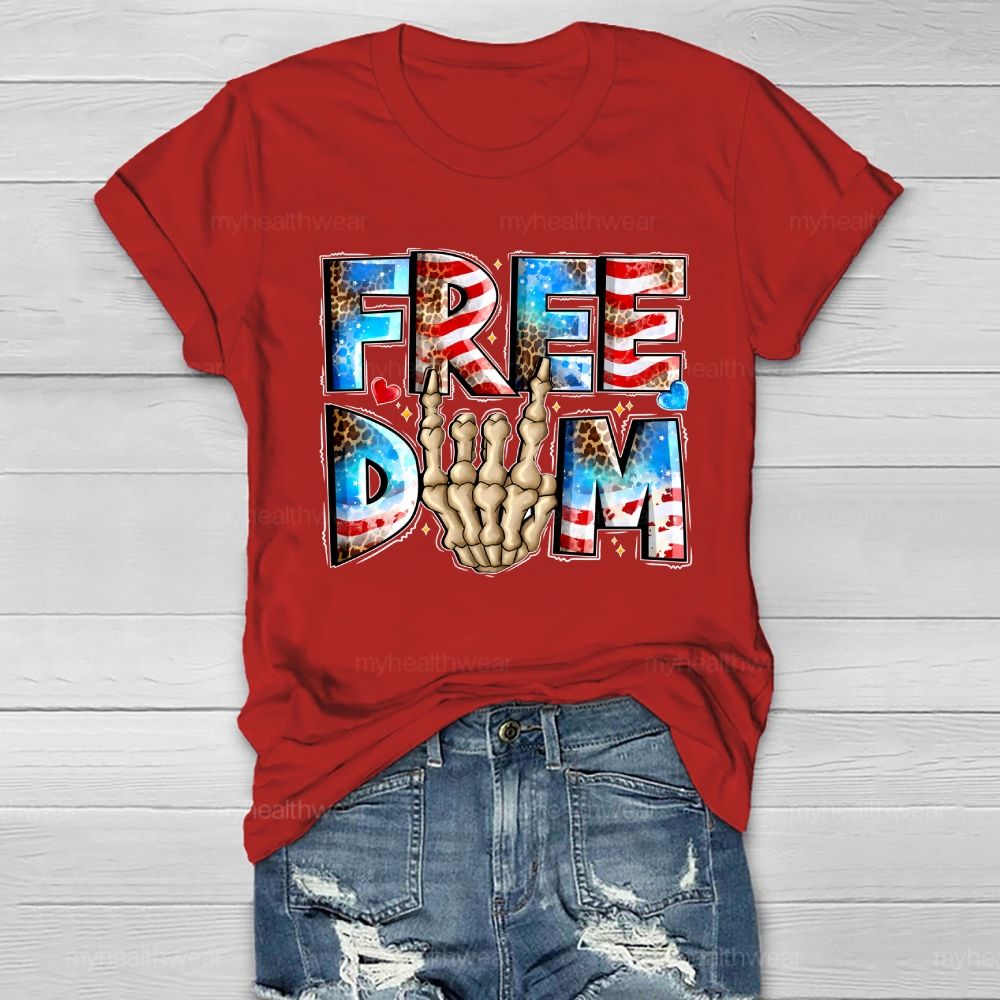 Freedom Independence Day Skull Hand Healthwear T-shirt