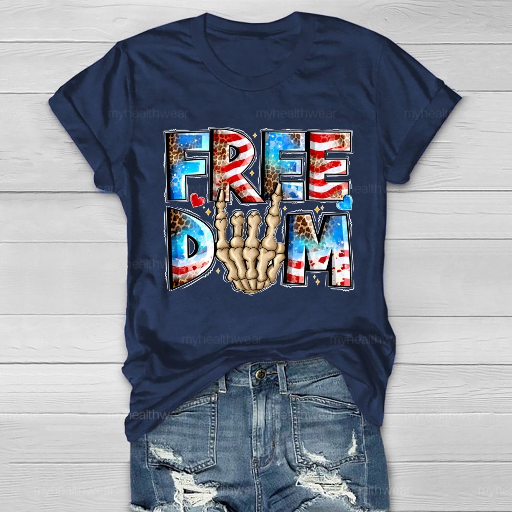 Freedom Independence Day Skull Hand Healthwear T-shirt