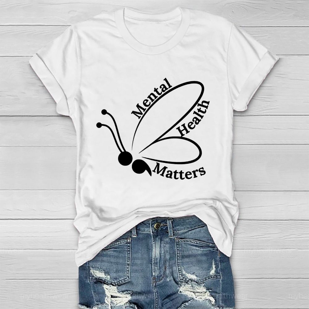 Mental Health Matters Butterfly Semicolon Healthwear T-shirt