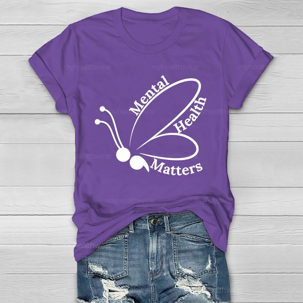 Mental Health Matters Butterfly Semicolon Healthwear T-shirt