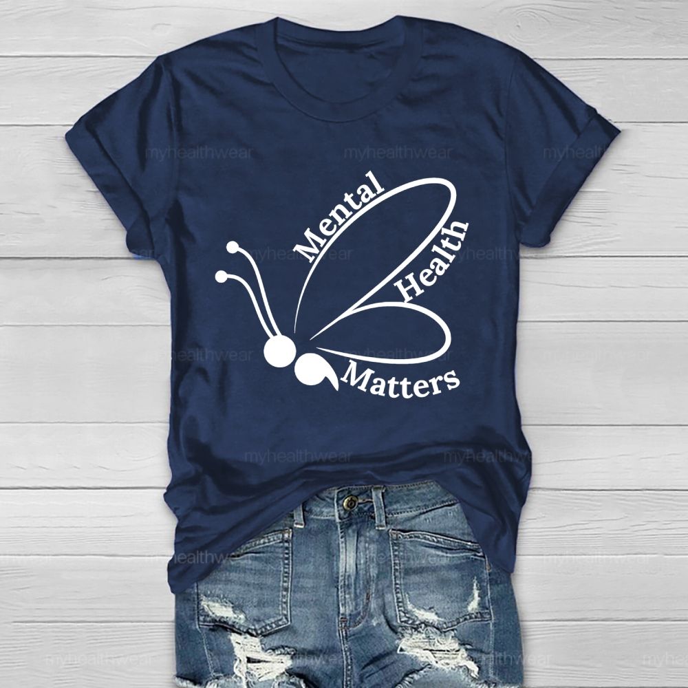 Mental Health Matters Butterfly Semicolon Healthwear T-shirt
