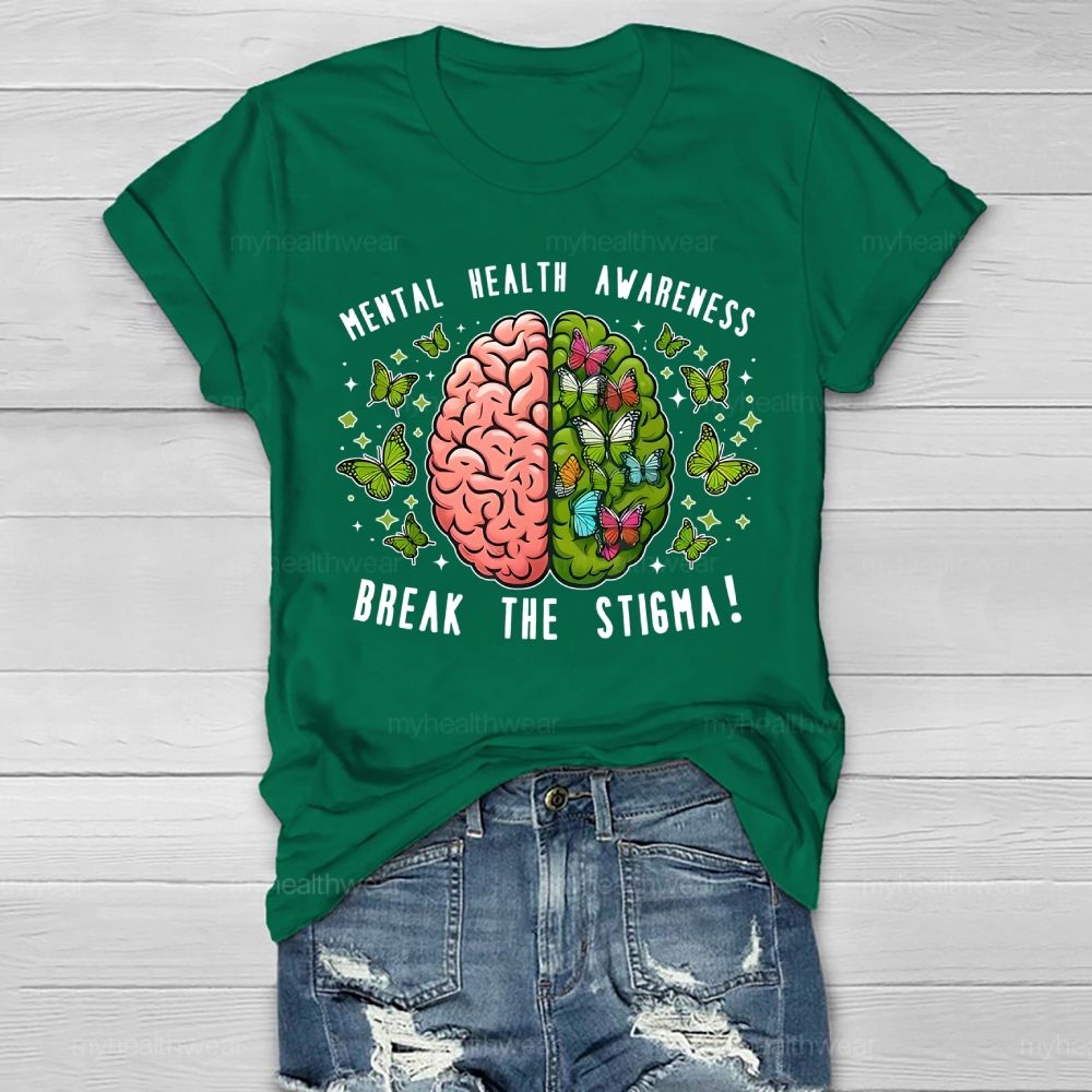 Break The Stigma Mental Health Awareness Brain Healthwear T-shirt