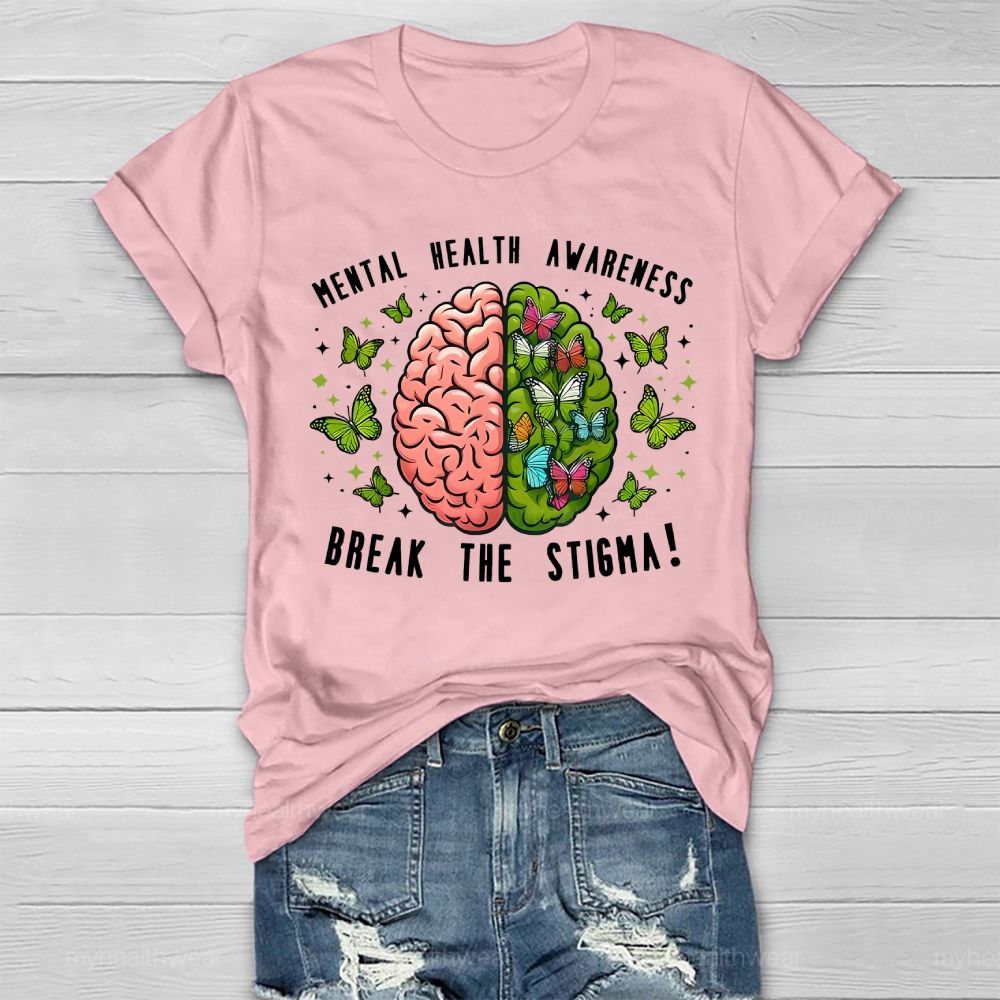 Break The Stigma Mental Health Awareness Brain Healthwear T-shirt