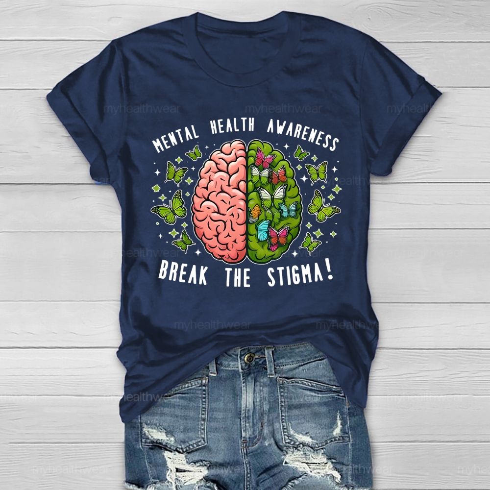 Break The Stigma Mental Health Awareness Brain Healthwear T-shirt