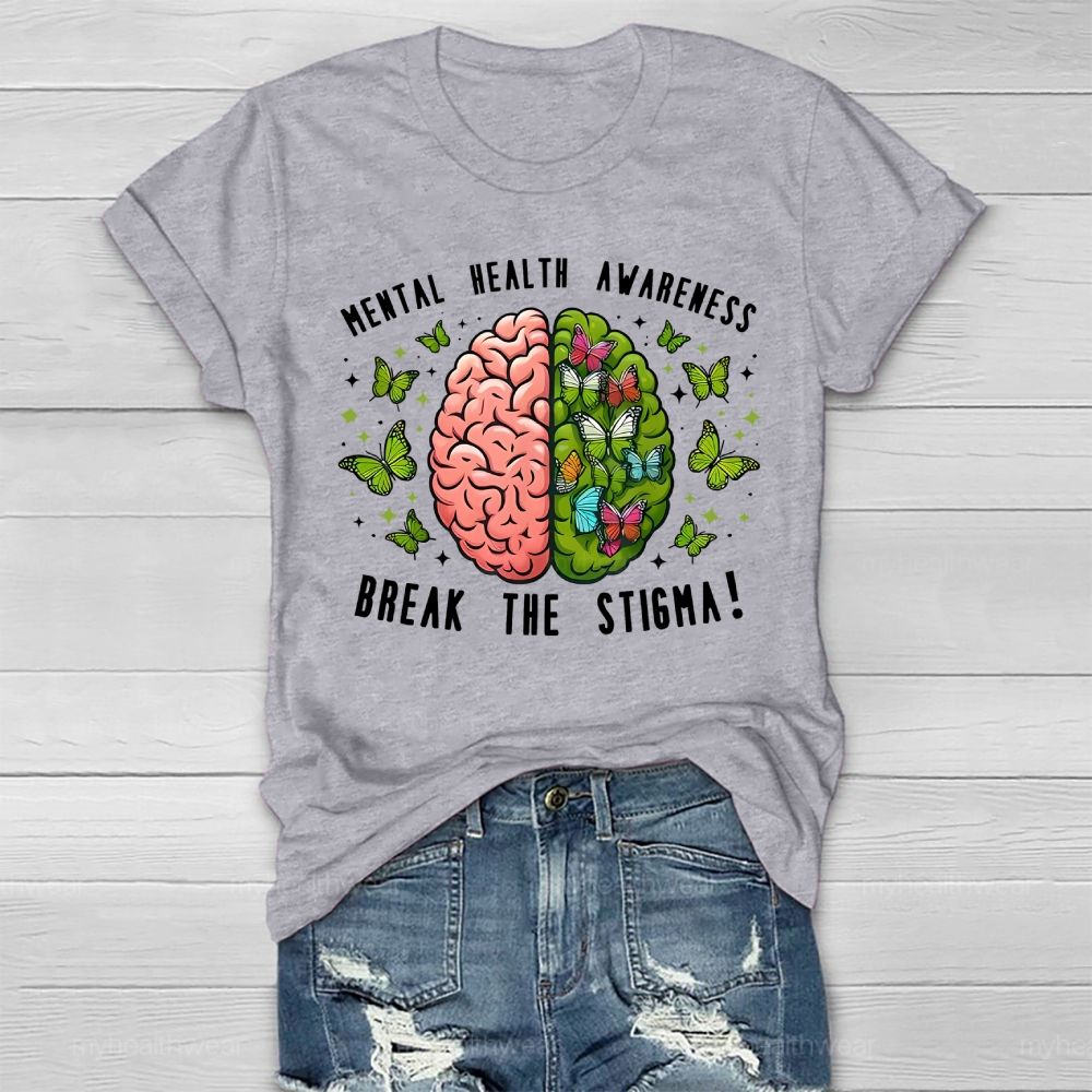 Break The Stigma Mental Health Awareness Brain Healthwear T-shirt
