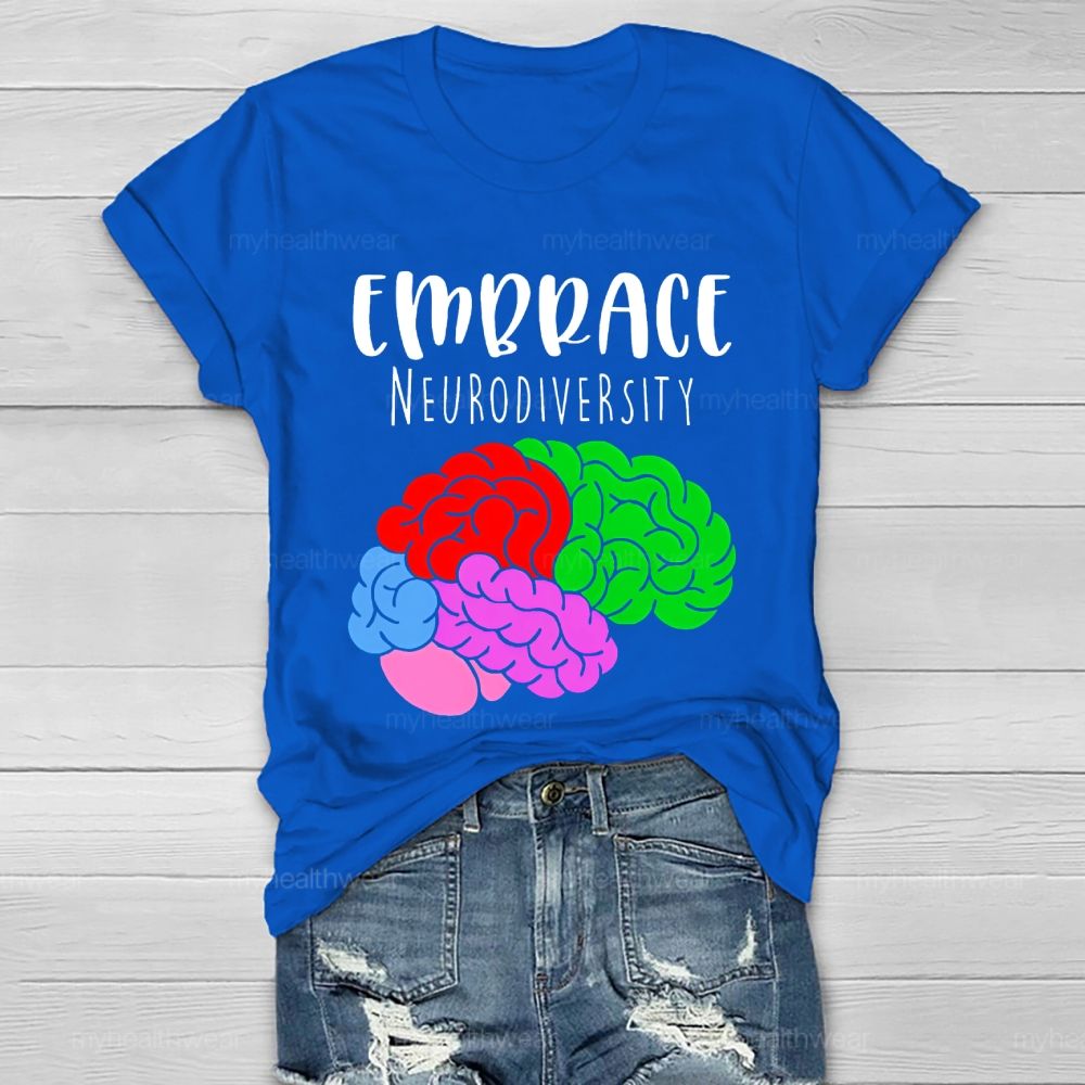 Embrace Neurodiversity Colorful Brain Healthwear T-shirt