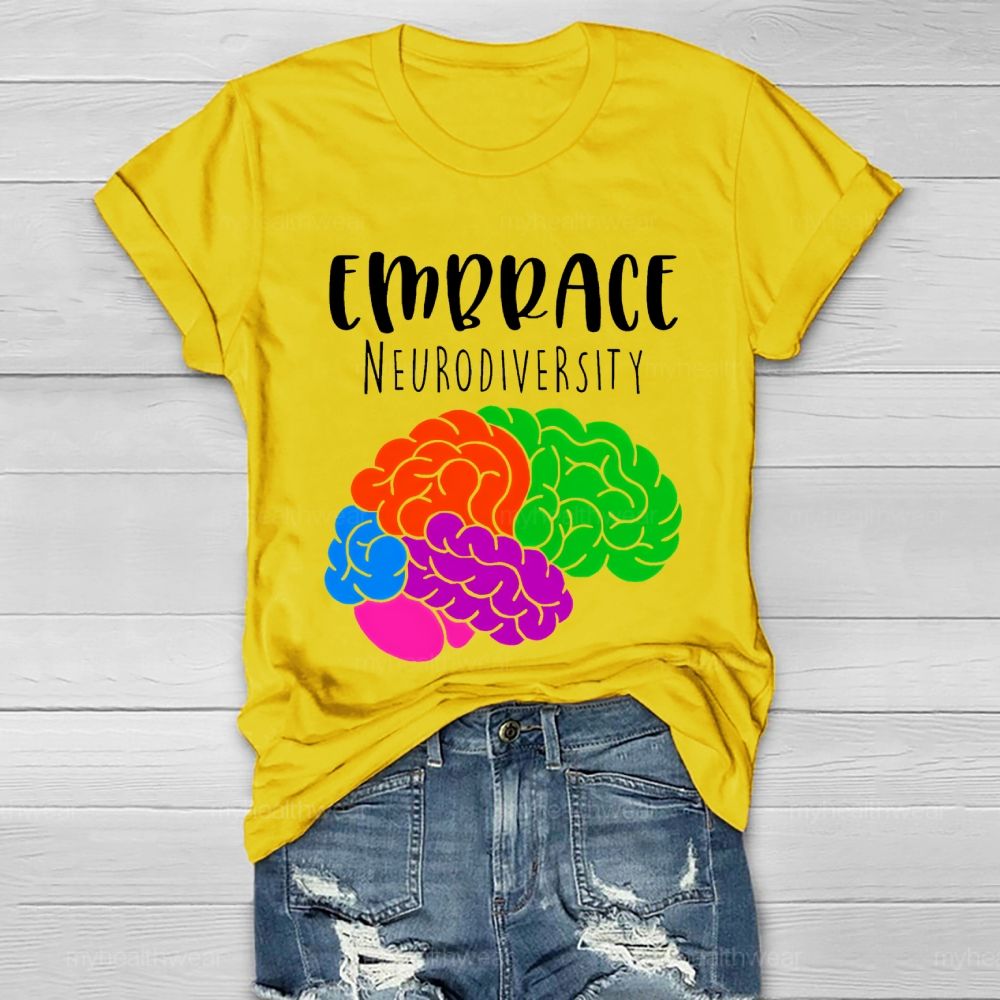 Embrace Neurodiversity Colorful Brain Healthwear T-shirt