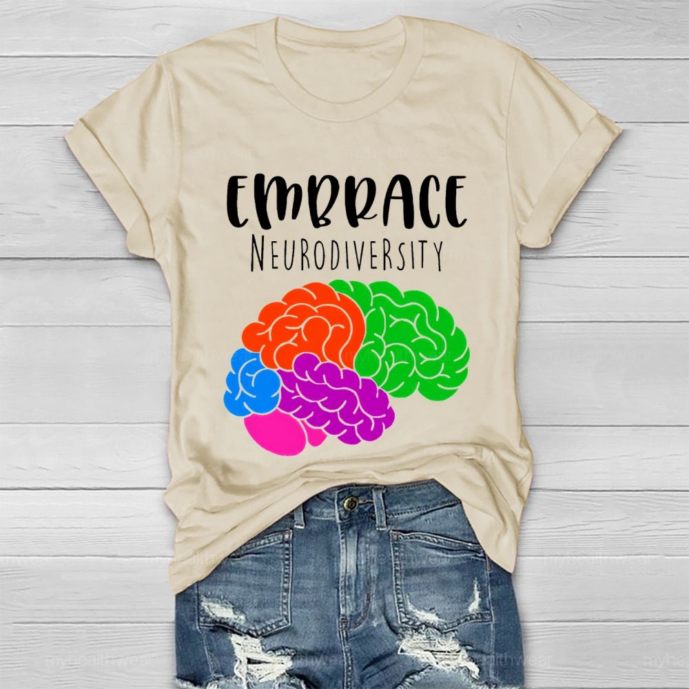Embrace Neurodiversity Colorful Brain Healthwear T-shirt
