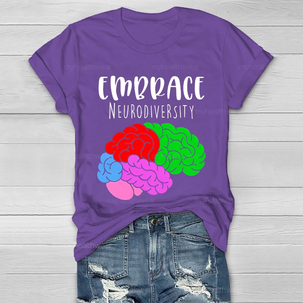 Embrace Neurodiversity Colorful Brain Healthwear T-shirt