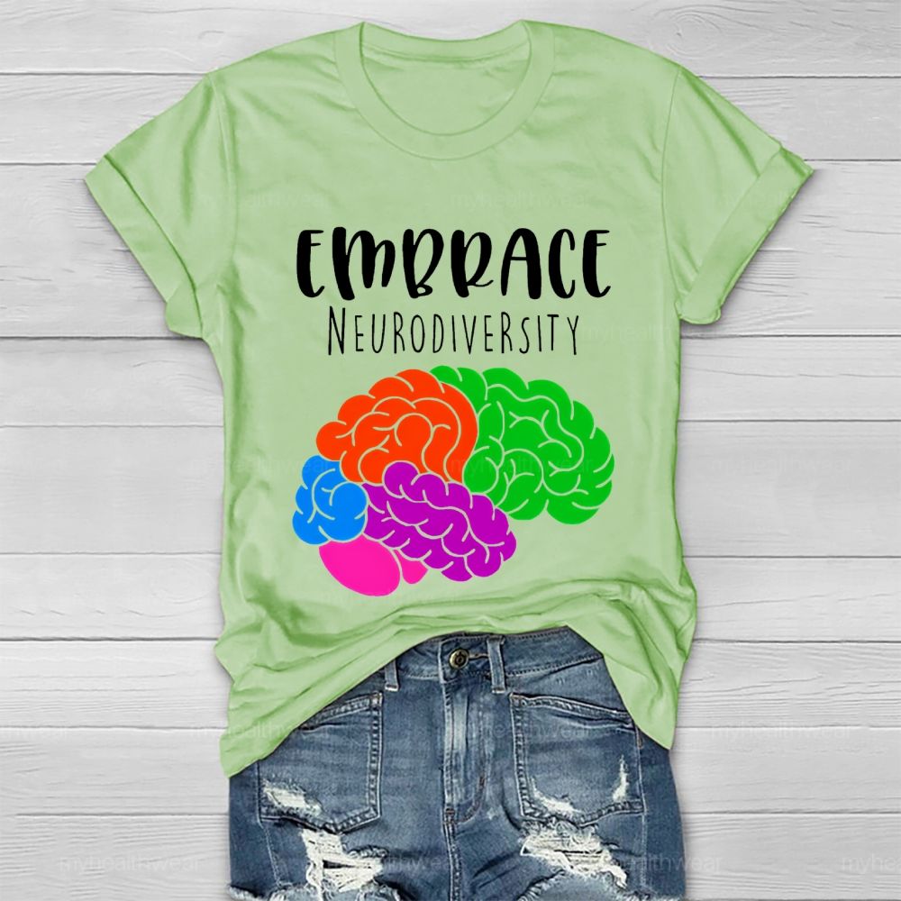 Embrace Neurodiversity Colorful Brain Healthwear T-shirt