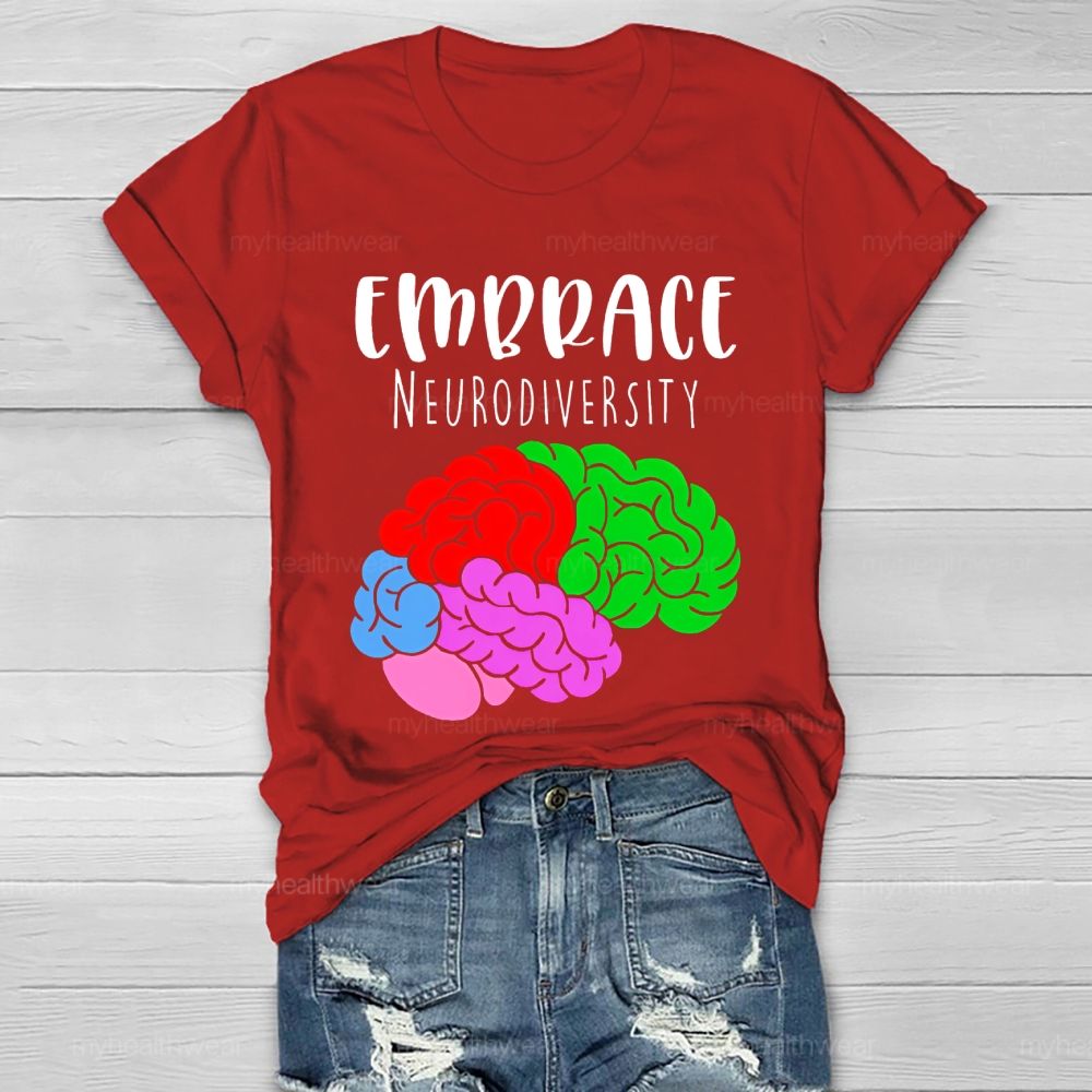 Embrace Neurodiversity Colorful Brain Healthwear T-shirt